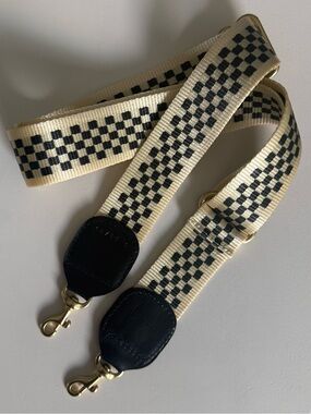 Clare V. Crossbody Strap Black & Cream Checker - brand new
